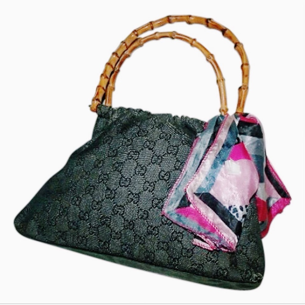 AUTHENTIC Gucci bamboo denim handbag *rare*